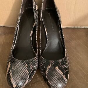 Elegant Black and Tan Snakeskin Women's Heels